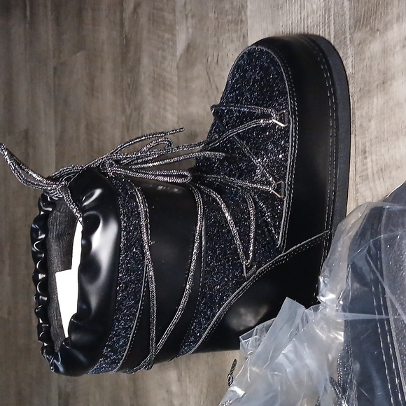 NWT 🌙 black midnight glitter moon boots size 8 - Picture 10 of 17